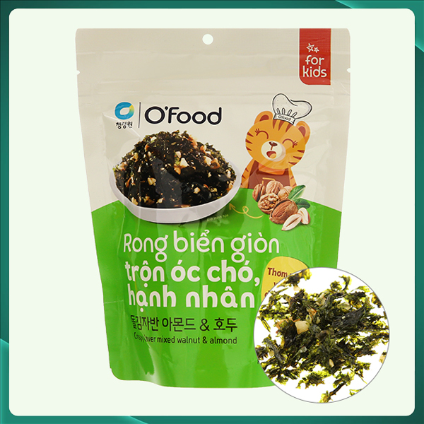 Rong biển giòn O'food trộn óc cho, hạnh nhân gói 30g
